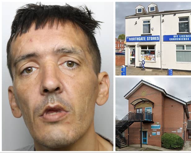Sykes (pictured) is banned from entering Northgate Stores and Marshway House. (pics by WYP / Google Maps)