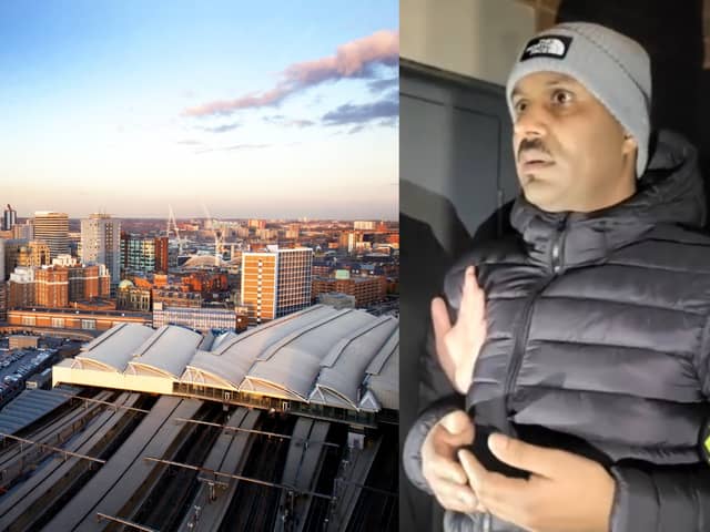 Sarwar tried to meet a young girl and was planning to take her to a hotel next to Leeds Railway Station (pics by Google Maps / Predator Exposure)