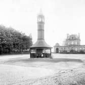 Oakwood Clock  on Prince's Avenue close to entrance of Roundhay Park. The clock was originally sited in Kirkgate Market but was removed to this site in 1912.