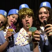 Travel reps from hell in February 2000. Pupils rehearse for their live music, dance and drama production "Searching For the Summer.  Pictured, from left, are Katherine Purcell, Kelly Lafferty, Paul Percival and Holly Naylor.