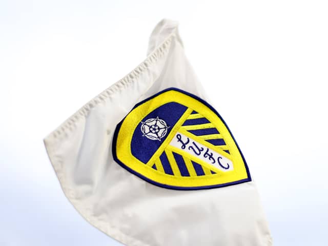 Leeds United logo on flag.