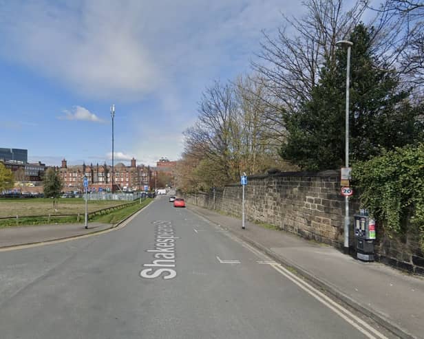 The crash, which involved three cars, was reported on Shakespeare Street, near to St James’ Hospital and Beckett Street Cemetery, on May 3. Photo: Google.