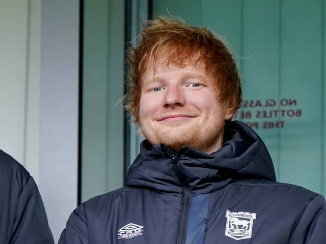 WORRY: For Ipswich fan Ed Sheeran.
