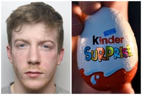 Gandy-Feeney (pictured) was caught with a Kinder Egg case containing heroin and cocaine. (pics by WYP / Getty) 
