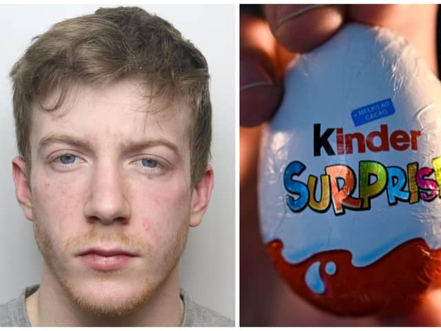 Gandy-Feeney (pictured) was caught with a Kinder Egg case containing heroin and cocaine. (pics by WYP / Getty) 