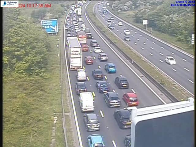 Traffic is building on the M1 northbound near Leeds following the collision.