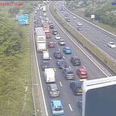 Traffic is building on the M1 northbound near Leeds following the collision.