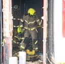 Fire crews at the scene of a blaze which gutted  The Queens pub on Wakefield Road in Stourton.