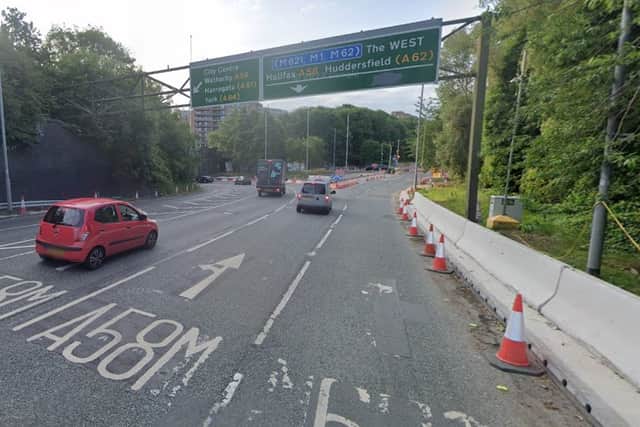 The car collided with a barrier as it attempted to exit the Armley Gyratory on to Wellington Road. 
