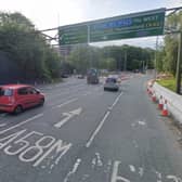 The car collided with a barrier as it attempted to exit the Armley Gyratory on to Wellington Road. 