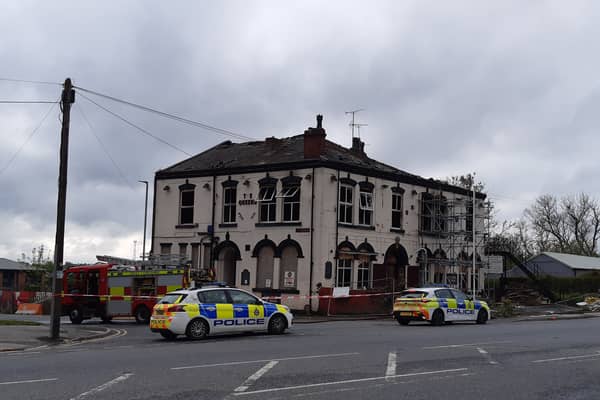 Firefighters were called to the derelict pub building in the early hours of this morning. Picture: Tony Johnson