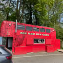 The A64 Red Bus Café is hard to miss when driving down the A road.
