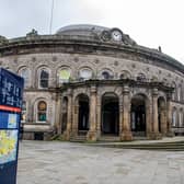 A cordon remains in place outside the entrance to the historic Leeds Corn Exchange building. Picture: Tony Johnson