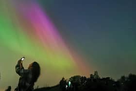 Crowds gathered in Otley to get pictures of the Northern Lights