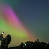 Crowds gathered in Otley to get pictures of the Northern Lights