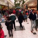 Bargain-hunters at the White Rose Shopping Centre which opened to the public for the first time in March 1997.