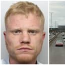 Sampler (pictured) drove the wrong onto the inner ring road near Kirkstall Road to shake off a chasing police officer. (pics by WYP / Google Maps)
