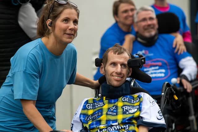 Lindsey Burrow, pictured with husband Rob Burrow. Photo: Bruce Rollinson.