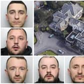 The gang were jailed for their part in the £450,000 operation at the old Moorfield House home. Pictured Gjorka (top left), Teta (middle) and bottom (l-r) Qerfozi, Deda, Marku and Markeci. (pics by WYP / Google Maps) 