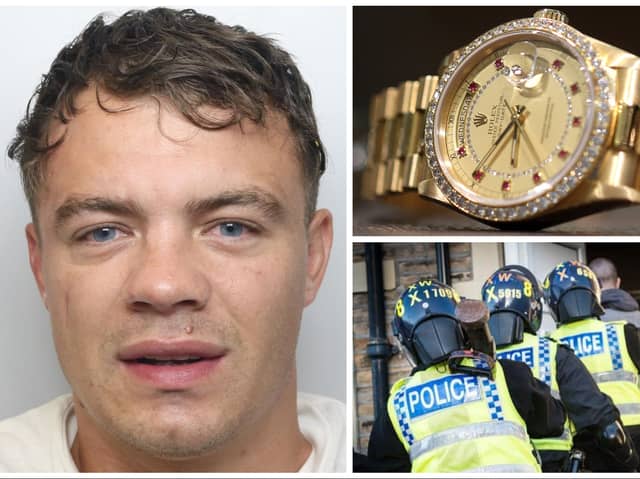 Police raided the home of Jordan Westmoreland and found drugs, a £35,000 Rolex and £15,000 in cash. (pics by WYP / Getty / National World)