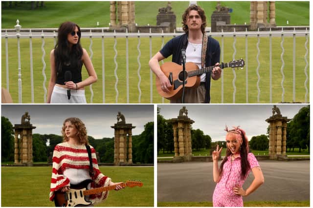 Sun King, Ellur and Delilah Bon, all from Yorkshire, were at Bramham Park today as Melvin Benn revealed they will all perform on the BBC Introducing stage at Leeds Festival 2024. Picture by Simon Hulme