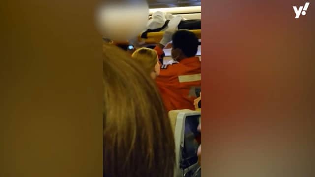 Passenger stretched off flight after extreme turbulence.