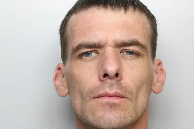 Hunter (pictured) wa sjailed for five years at Leeds Crown Court for stabbing his pal. (pic by WYP)