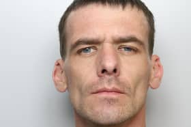 Hunter (pictured) wa sjailed for five years at Leeds Crown Court for stabbing his pal. (pic by WYP)