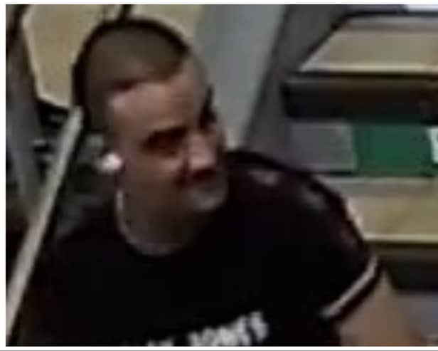 Police have released CCTV footage of a man following a sexual assault on a train to Wakefield in April. Pic: British Transport Police