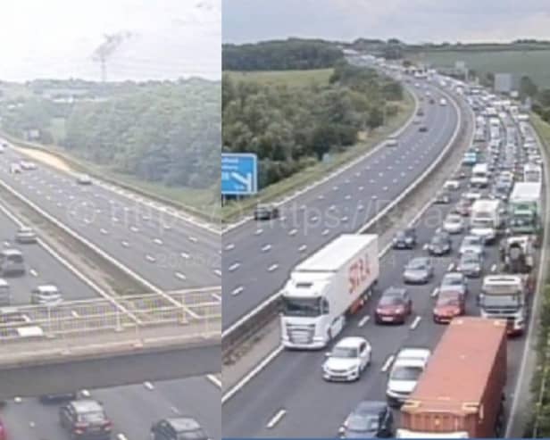 The M1 motorway is closed between Wakefield and Lofthouse Interchange following a multi-vehicle crash (Photo by motorwaycameras.co.uk)
