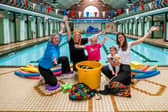Leeds businesses Little Movers and Bramley Baths are hosting a dance fun pool session on June 29 to raise money for the Dancing Eye Syndrome Support Trust and Leeds Hospital Charity. Pictured (left to right) duty manager of Bramley Baths Jennie Willetts, owner of Little Movers Danni Pells with her two-year-old daughter Erika Matera and Lucy Indoe with 21-month-old daughter Izzy Gorman.