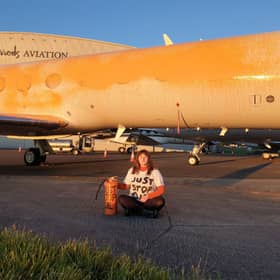 Just Stop Oil protesters have targeted multiple private jets at an airfield in Stansted after Taylor Swift landed her own private plane just hours before. (Credit: Just Stop Oil)
