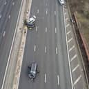 Footage captures the moment a "selfish" driver sped the wrong way down the M25 in a stolen van-- killing two people. 