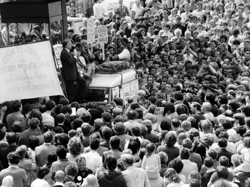Arthur Scargill leads a Labour Day Rally in May 1984.