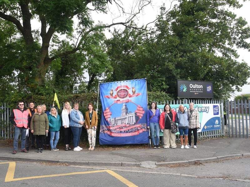 Members of staff picketed outside the school gates.
