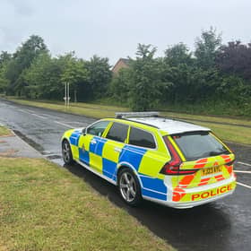 Police pictured at the scene of the crash, near Redbarn Close, Thorpe Lane, Middleton, Leeds.