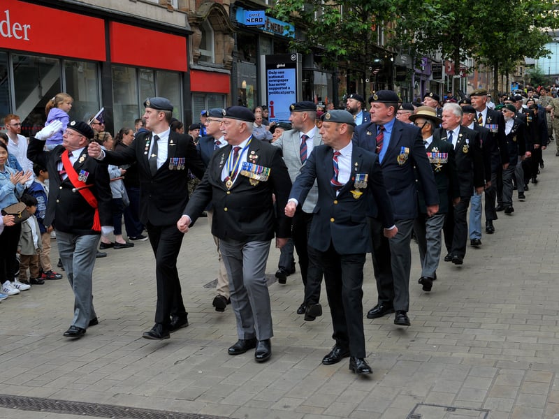 Proud veterans march for the salute in Albion Place.