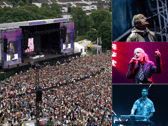 (Top to bottom) Liam Gallagher, Shirley Manson and Calvin Harris are among the names heading to Glasgow Green for TRNSMT 2024 - but who is set clashing this year with who? (Credit: Getty Images)