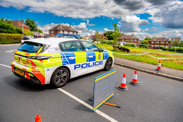 The police scene at Coldcotes Circus.