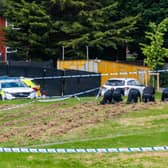 Officers combing the area after reports of males chasing another armed with bladed weapons. (pic by National World) 