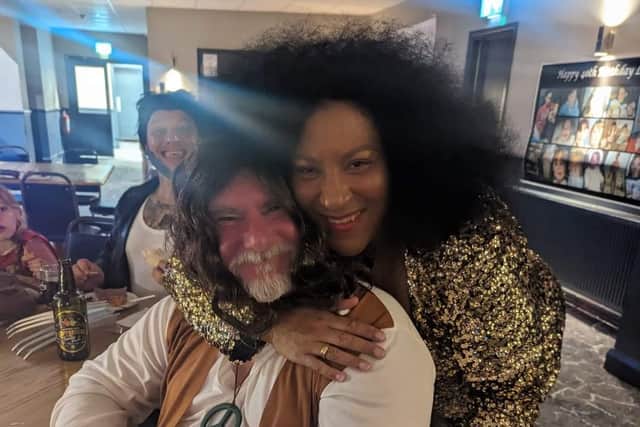 Michelle Hicks, 55, from Horsforth, pictured here with husband Martin, woke up "confused" in hospital in Leeds - and was told by doctors she had a brain tumour.