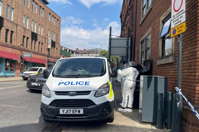 A forensic scene has been put in place near to The Bridge Bar on the corner of Call Lane.