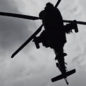 A fearsome Apache gunship was filmed on a low pass over Grindleford.