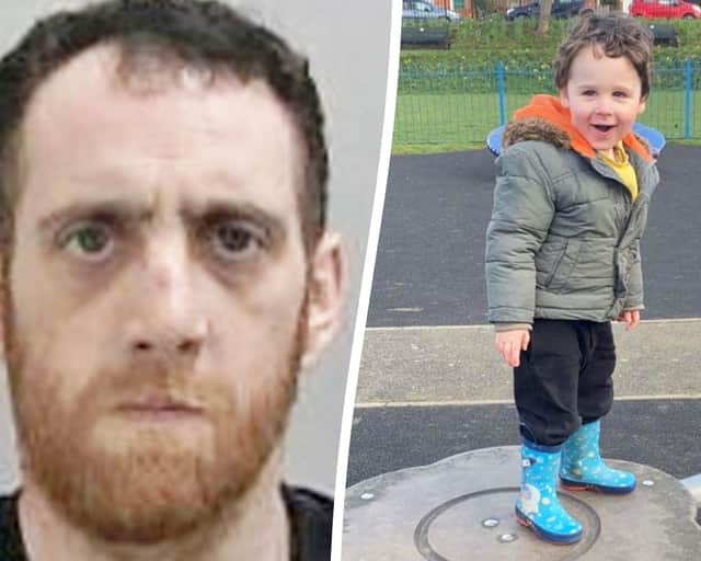 Joe-Lewis Tyler (left) downed five pints and four Jagerbomb and Sambuca shots as well as taking cocaine and cannabis before crashing his car, killing Leo Painter, 6 (right).