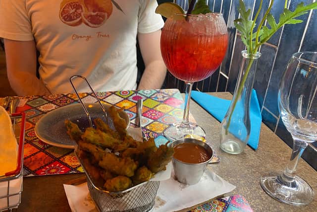 The fried okra and blackberry Kala Khatta at Jodhpur