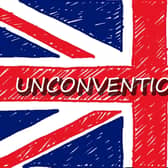 UK flag with Unconventional Brits title