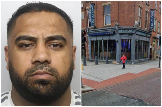 Hussain was part of the group that attacked four men outside the Be at One bar on Great George Street. (pics by WYP / Google Maps)
