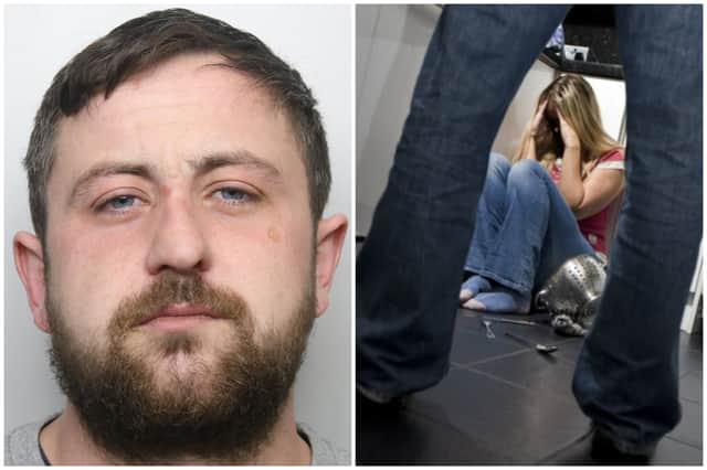 Long (pictured) was jailed for a prolonged attack on his partner, biting and strangling her. (pics by WYP / National World)