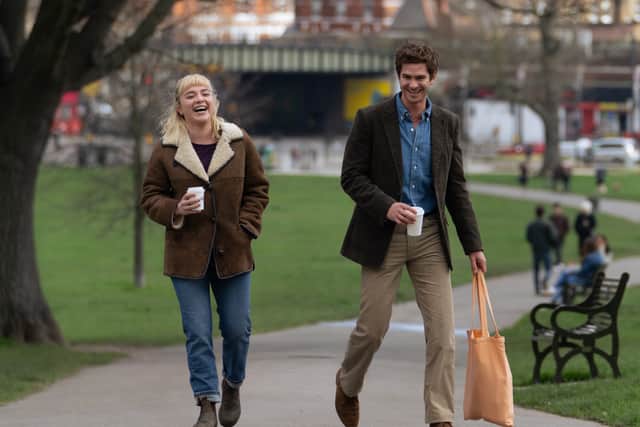 Florence Pugh and Andrew Garfield play the leads in the British romantic comedy "We Live In Time," playing at this year's BFI London Film Festival.