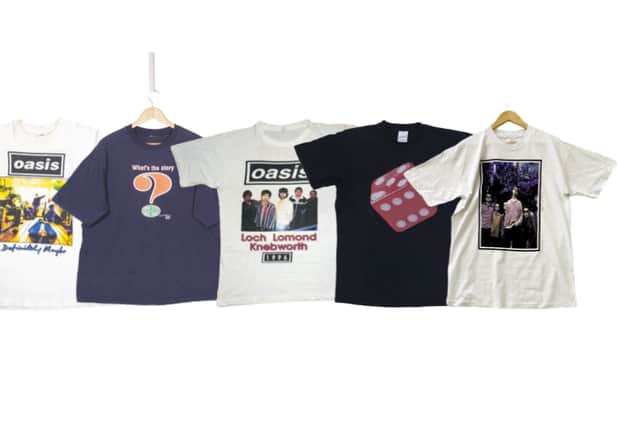 The Oasis shirts that, according to SpreadShirt, are the most valuable currently on auction sites such as eBay and Vinted.
